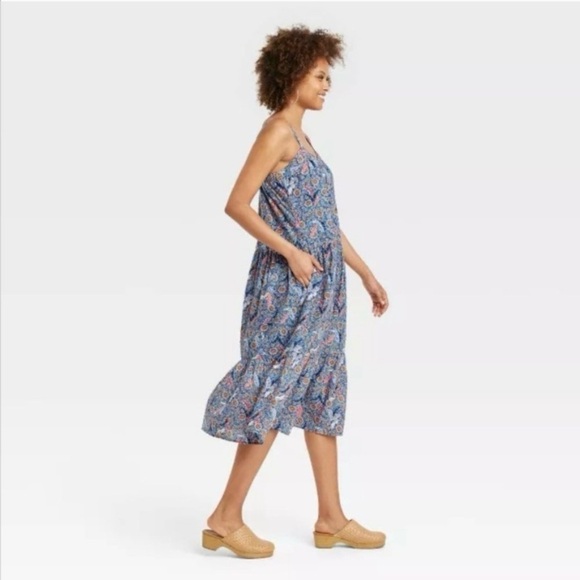 Knox Rose Pleated Midi Sundress in Blue and Orange - Picture 4 of 16